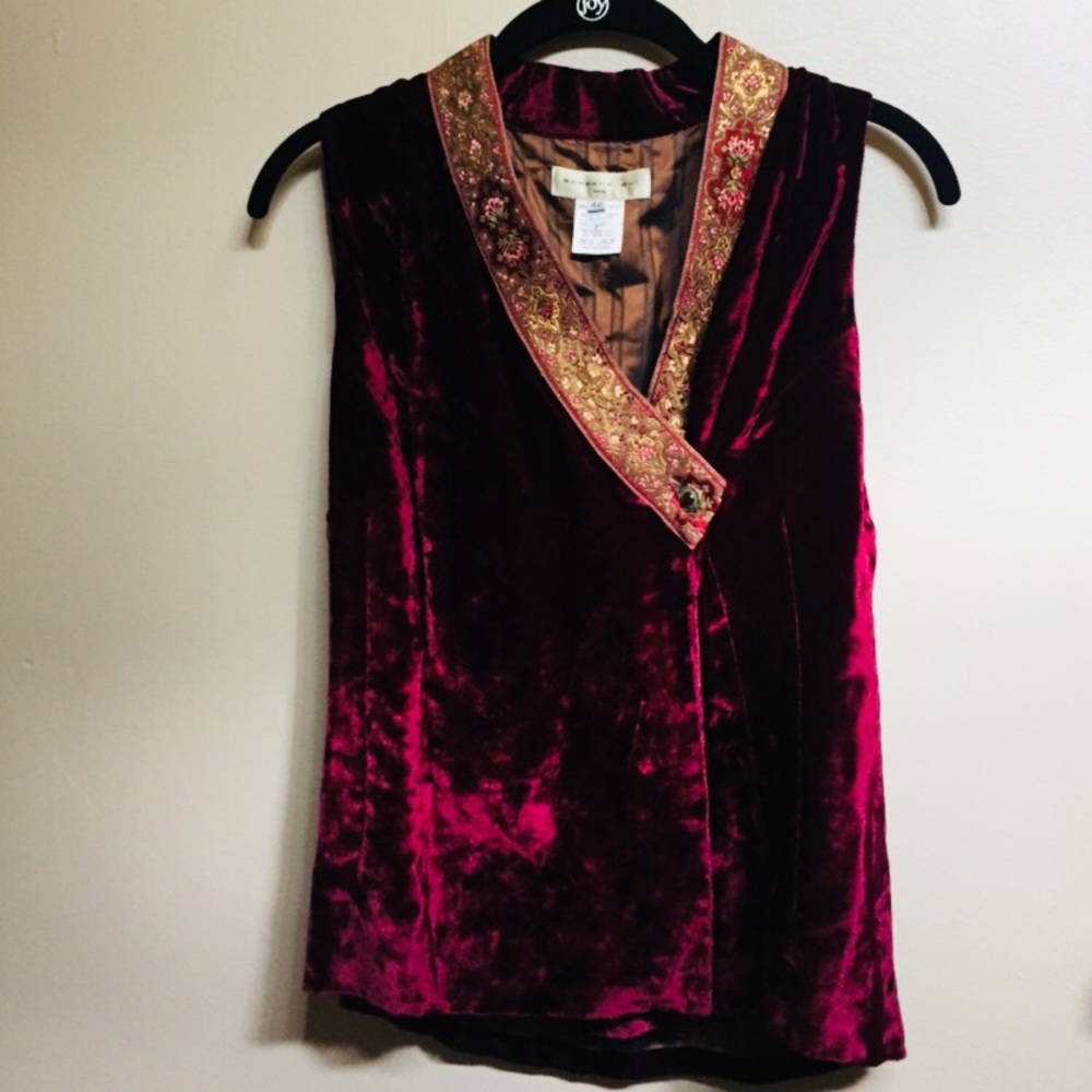 Barbara Bui burgundy velvet button front vest